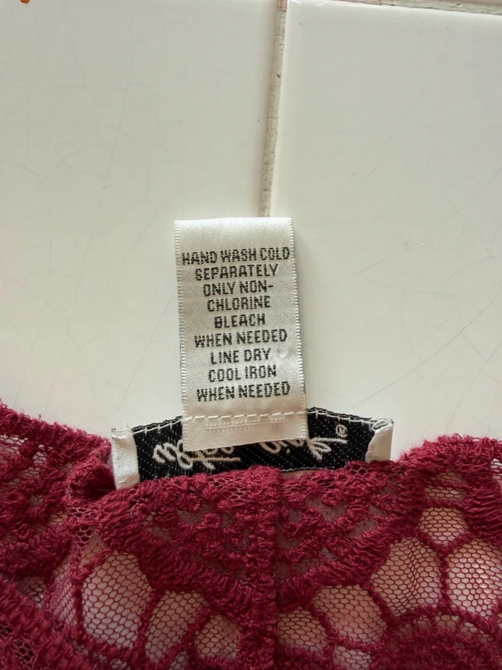 Sheer Crochet Burgundy Lace Long Sleeve Top Womens 2X Witchy Whimsigoth Boho - Picture 9 of 11